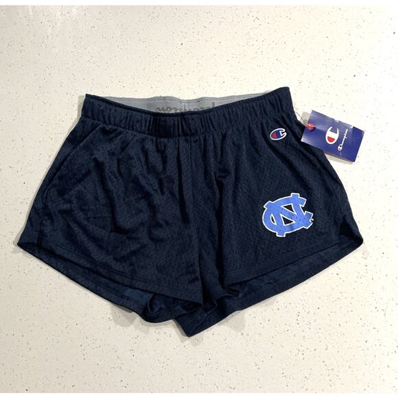North Carolina Tar Heels Champion Mesh Shorts Girl's Medium Navy NWT 3" Inseam - Picture 1 of 5